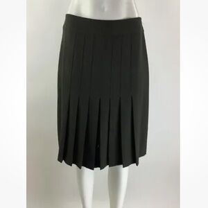 Juliana Collezione Sz 6 Pleated Front A-Line Skirt Green Wool Polyester